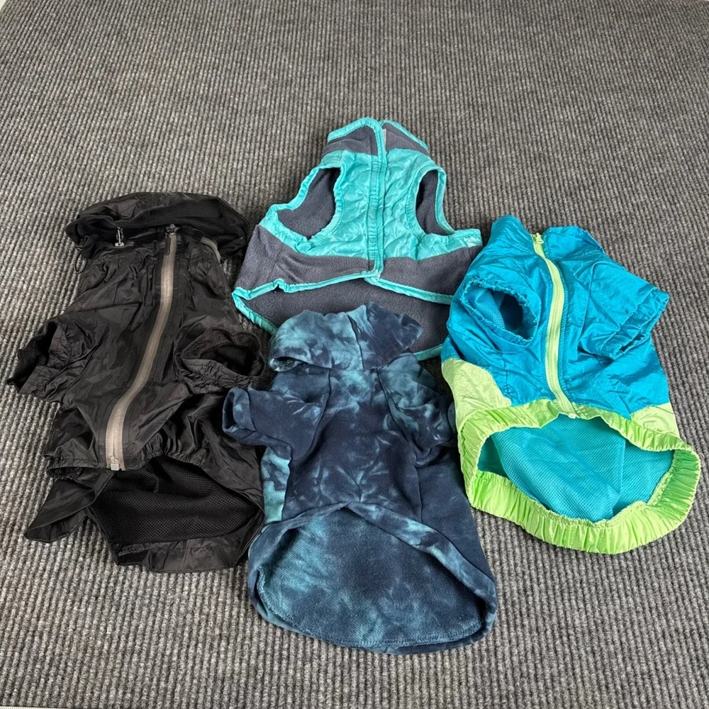 Reddy Dog Raincoat Fleece Vest Hoodie Bundle Lot Size M L 4pc Black Blue Teal